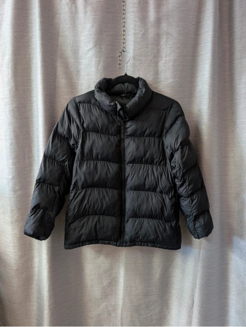 Kids Black Quilted Down Puffer Coat 9/10